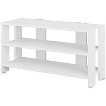Banco zapatero blanco con 2 estantes, dimensiones 84 x 44 x 29 cm