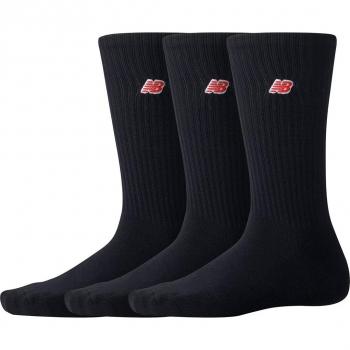 New Balance Unisex Baumwollsocken 3er Set mit Patch Logo in Schwarz, Größe S