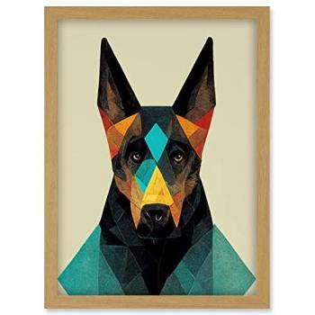 Doberman Dog Multi‑Color Geometric Canvas A4
