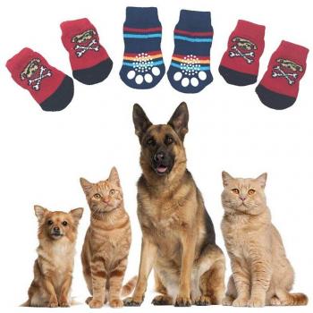 4pcs Set Warm Knitted Pet Socks