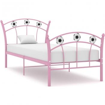 Fußball Einzelbett Rosa Metall 90x200 cm