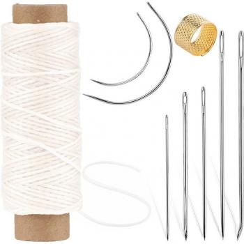 Kit de couture cuir ciré LMDZ, aiguilles et fil, 50m
