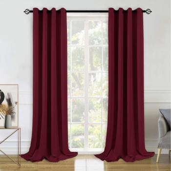 Thermo-Verdunklungsgardinen Dunkelrot mit Ösen, 245 cm x 140 cm, 2er-Set