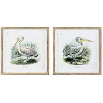 Bild DKD Home Decor Pelikan Bild (2 Stück) (60 x 2 x 60 cm)
