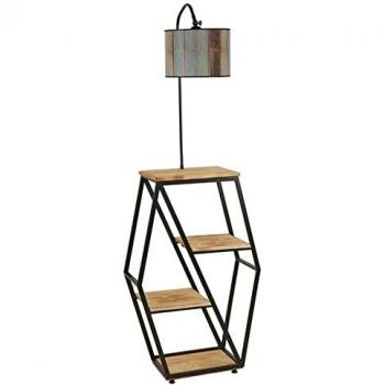 Lampadaire rétro avec étagères et abat-jour spacieux