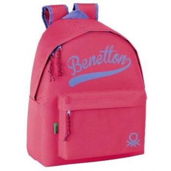Mochila Benetton Roja Junior 40 Cm con Espalda Acolchada y Bolsillo Exterior Mediano