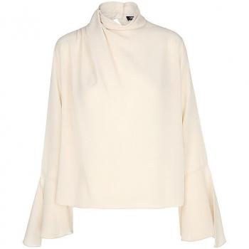 Liu Jo Women's M Beige Long Sleeve Silk Crepe Shirt