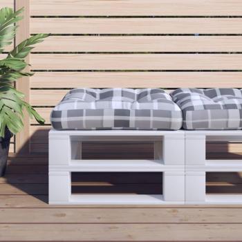 Almofada Estilo Xadrez Cinza 60x60x12 cm para Paletes