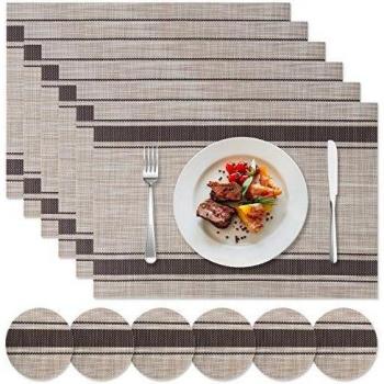 Sets de Tables PVC Lavables 6 Dessous de Verre Antidérapant