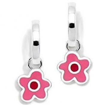 Pendientes criollas de plata 925 Agatha Ruiz de la Prada flor fucsia