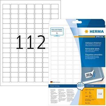 Étiquettes HERMA 4211 25,4 x 16,9 mm amovibles 2800 pièces 25 feuilles
