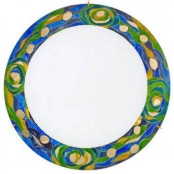 Plafón SERENA de cristal 2 luces oro 24K pantalla azul