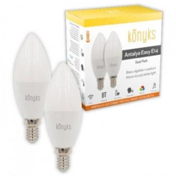 Pack de 2 Ampoules LED E14 Konyks Antalya, Connectées Wi-Fi + Bluetooth, 5W, Couleurs et Blanc Réglable