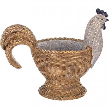 Cesto Decorativo con Vassoi Marroni 26x18x30cm