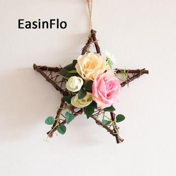 Estrella de mimbre natural para decoración floral
