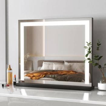 Meykoers Specchio per Trucco con 3 Colori LED 50x42x12cm