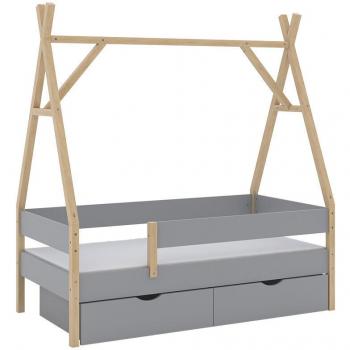 Letto a soffietto Bali Vitalispa 80x160 cm Grigio con 2 cassetti e materasso