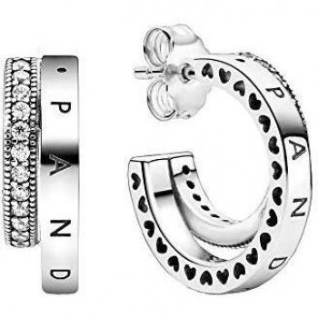 Pandora Pandora Pendientes en plata de ley Aro Doble en Pavé 299056C01 , para Mujer