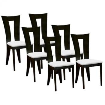 Lotto di 6 Sedie Faggio Wengé/Bianco – Design Tiffany