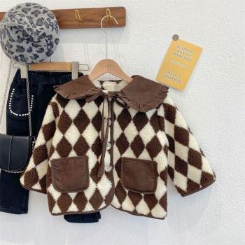 Herbstlicher Wolle Mantel für Mädchen