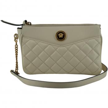 Versace La Medusa Quilted Leather Crossbody Bag White