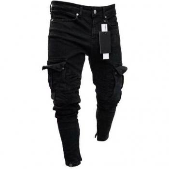 Men's Destroyed Frayed Black Skinny Jeans