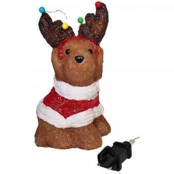 Samuel Alexander 33cm Festive Acrylic Dog Decoration with 40 LED Lights