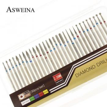30pc Diamond Rotary Burrs for Nail Drill