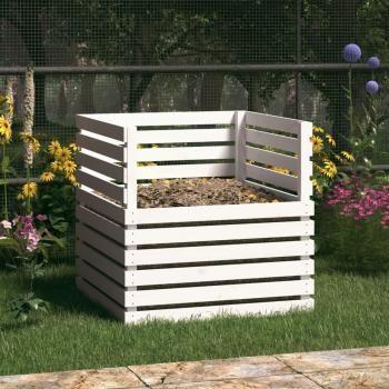 Vidaxl Bac à Compost Blanc 80×80×78 cm – Construction en Bois Massif de Pin