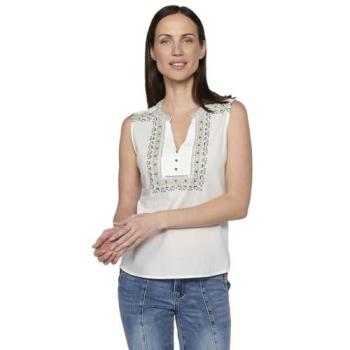 Blusa sin mangas con escote redondo y detalle bordado