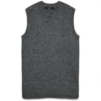 Große L Vero Moda Pullunder – O-Neck Feinstrickpullover, grau melange