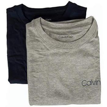 Calvin Klein Set de camisetas para chicos 2 camisetas cuello perforado manga corta, gris heather / azul sombra, tamaño medio