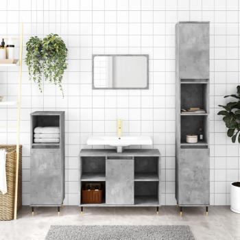 Armoire de Salle de Bain Grise Béton 30x30x100 cm en Bois d'Ingénierie