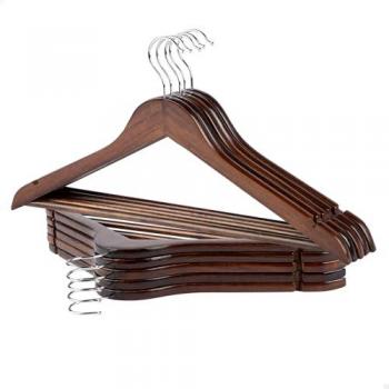 Perchas para Armario Max Home, 10 Unidades, Madera, Color Marrón, Ganchos Giratorios