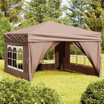 Faltbares Partyzelt mit Seitenwänden Taupe 3x3 m