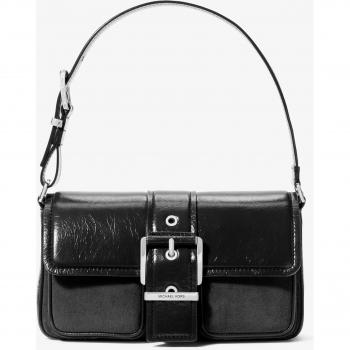 Bolso de hombro Colby con hebilla, piel cuarteada