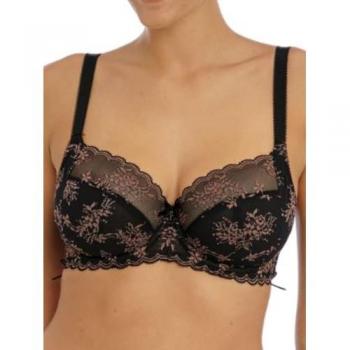 Freya Offbeat Decadence Side Support Bra in Vintage Rose and Black, Size 38F