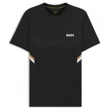 Camiseta casual BOSS Tech negra de algodón