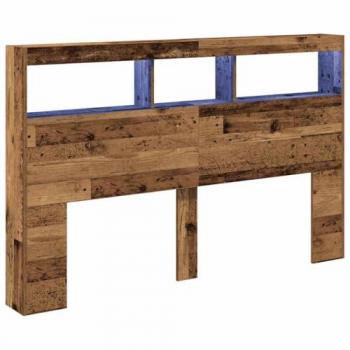 Headboard a Luci LED in Legno Retrò 160x17x102 cm