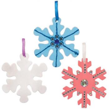 Snowflake Ceramic Decorations (Box of 5) Christmas Crafts with 5 ribbon colours