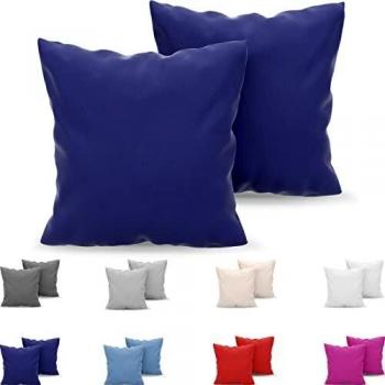 Set de 2 taies d'oreiller 60x60 cm Douce et Brossée Bleu Foncé