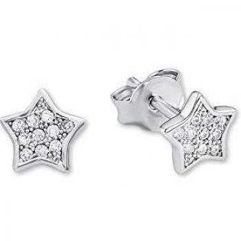 Pendientes Amor de plata para niña con baño de rodio