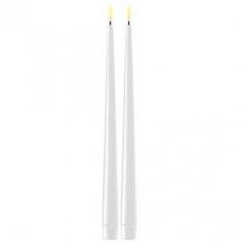 Bougies LED élégantes effilées, 2 pièces (28 cm) couleur blanche