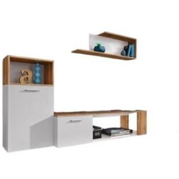 Ensemble 3-Meubles Salon Mozes – Design Moderne Blanc/Chêne