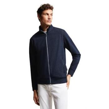 Sweatjacke in Marine mit zweifarbiger Struktur