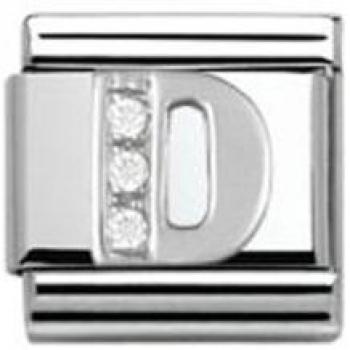 Composable D in Acciaio Argento e Zirconi Bianchi