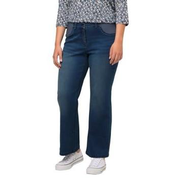 Ulla Popken Damen Jeans Mary, weites Bein, Komfortbund, Blau Denim 42