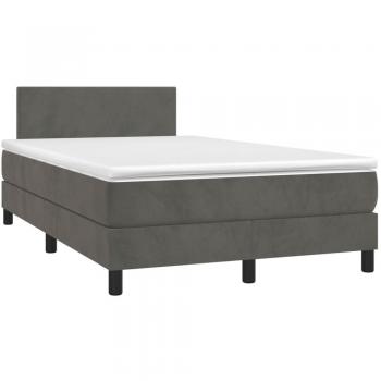 LED‑Boxspringbett “Dunkelgrau” – VidaXL 120 × 190 cm mit Matratze & Samt
