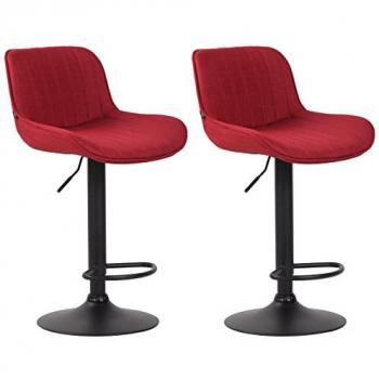 Taburetes de Bar en Tela Rojo y Negro, Juego de 2 Regulables