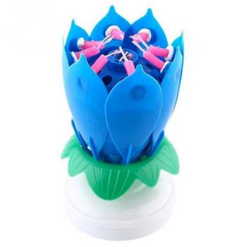 Kreative Kerze „Flower Groove“ – Rotierende Blume – Blau